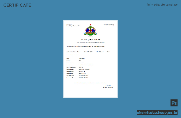 Beispiel einer Sterbeurkunde aus Haiti (Word- und PDF-Datei)
